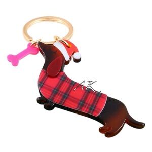 Santa Dachshund Keychain 🌲 Christmas 🐾 Doxie Wiener